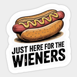 Just Here For The Wieners Funny 4th of July Hot Dog USA Sticker